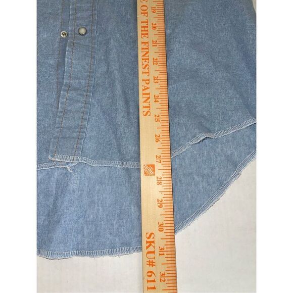 Vintage Wrangler Men’s (17) Blue Denim Pearl Snap Button Down Western Shirt A9 - Picture 5 of 6